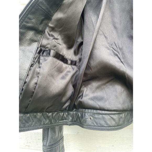 WHET BLU Leather Moto Jacket Womens XS Black Zip Snap Collar Motorcycle - Picture 11 of 15